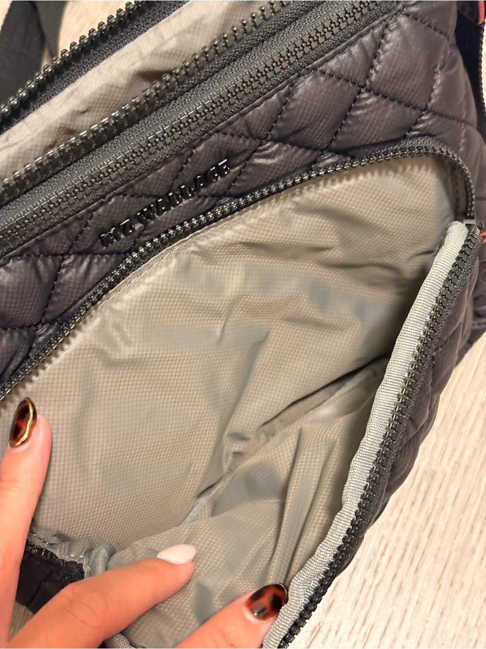 MZ Wallace Quilted Crossbody with Black Exterior and Tan Trim - NEVER USED - Picture 6 of 13